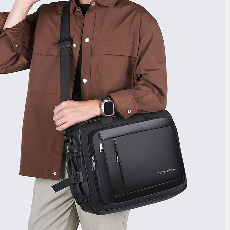 High-end briefcase 2024 new casual sports single-shoulder bag, simple men's style, large capacity, water-resistant crossbody details Picture