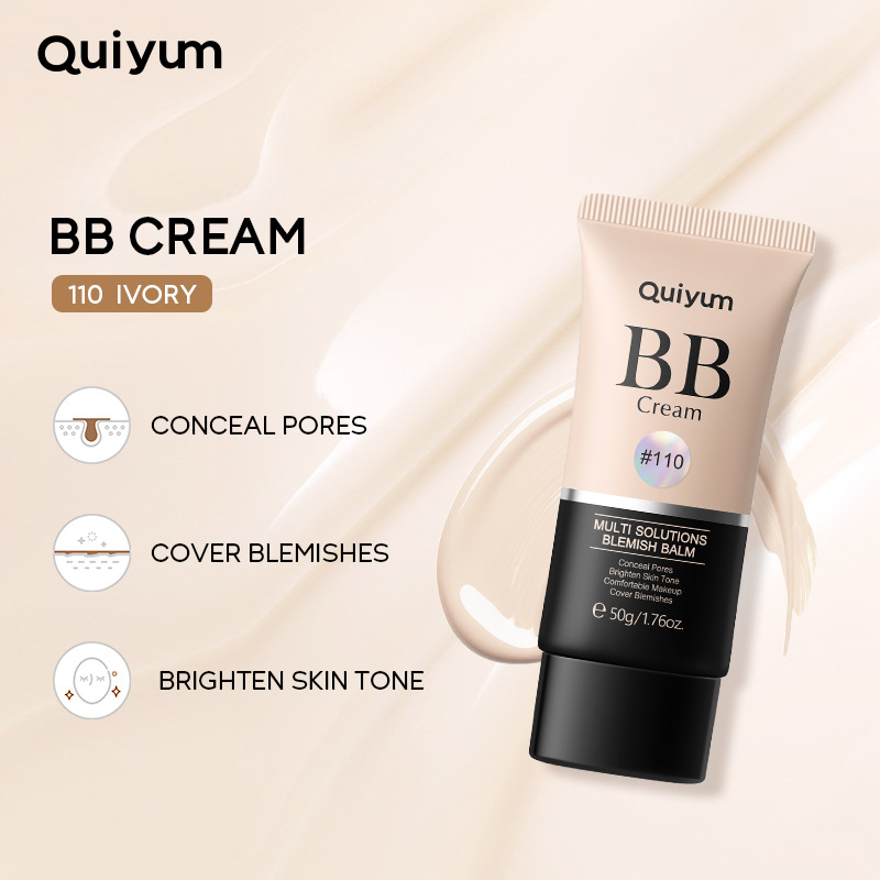 Cross-border QUIYUM BB Cream (Color Box) 50g Moisturizing and non-smudge cosmetics manufacturer in stock, wholesale and consignment full figure