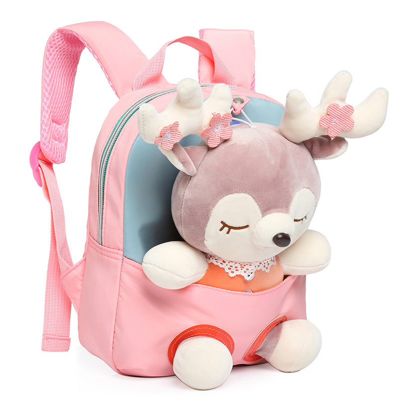 Children's plush schoolbag 2024 New style, cartoonish and cute backpack for boys and girls in kindergartens, lightweight backpack details Picture