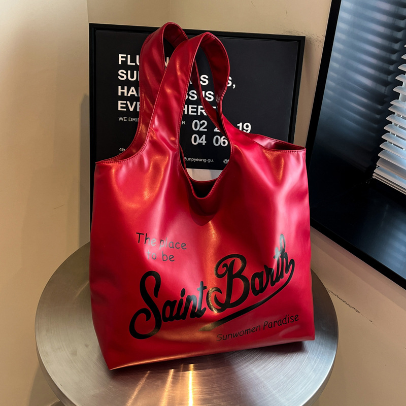 Large-capacity single-shoulder bag for women, 2025 new style, fashionable, casual and versatile tote bag, letter niche design handbag full figure