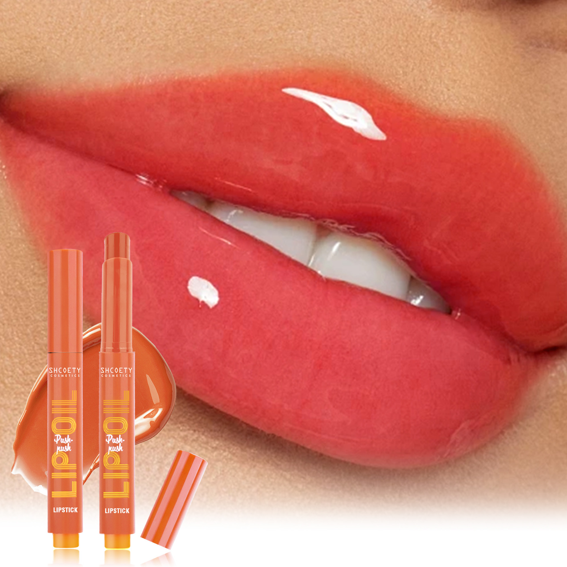 SHCOETY Cross-border Makeup Jelly Press Lipstick Set Solid Hydrating Lip Gloss Mirror Lip Gloss Lipstick for Export Specification drawing