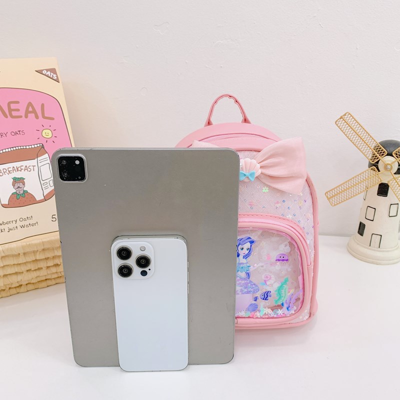 Kindergarten schoolbag, children's backpack, mini pu princess sequined single-shoulder and double-shoulder bag, children's accessory bag, cartoon schoolbag Specification drawing