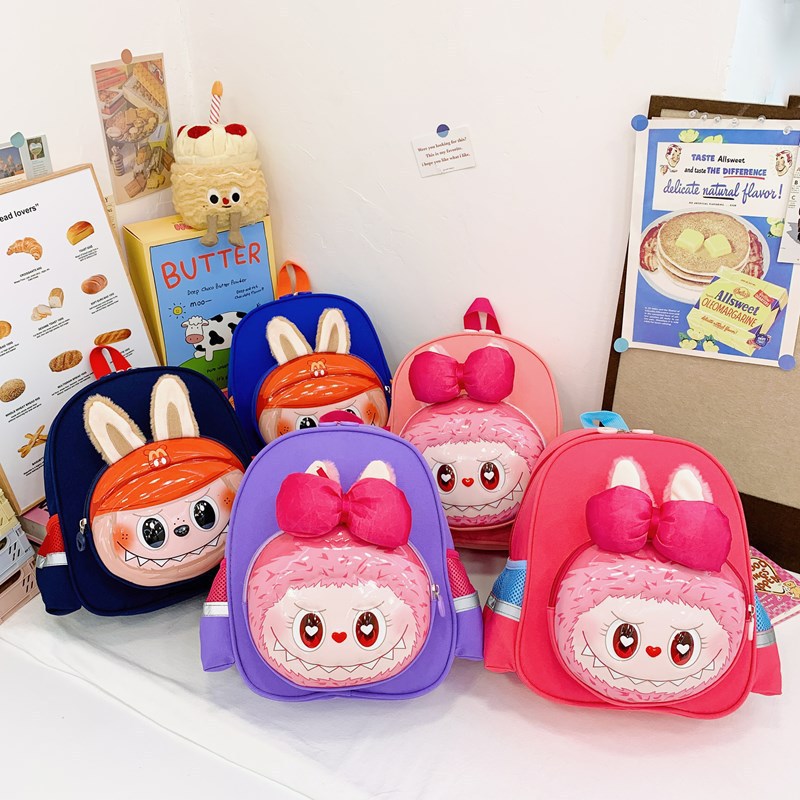 New fashionable kindergarten schoolbag, high-quality cartoon canvas, casual, trendy, cute and funny children's backpack full figure