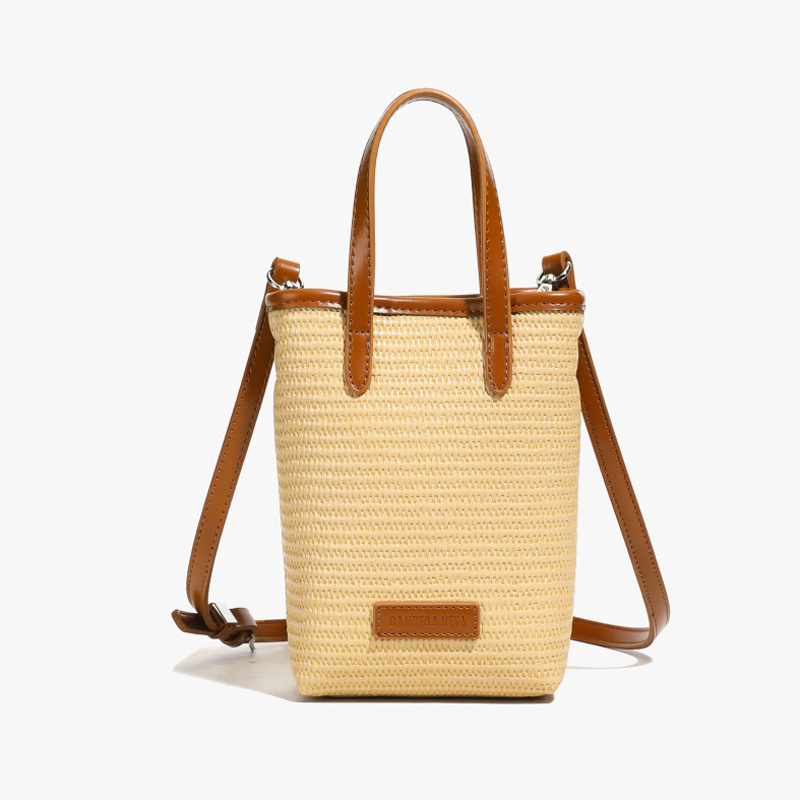 Summer straw woven beach bag 2025 New style seaside vacation handbag, simple and versatile bucket bag, woven crossbody bag Item Picture