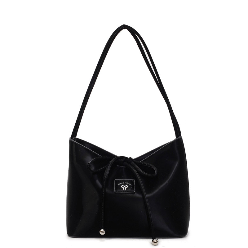 Women's fashion bucket bag 2025 new retro handbag, bow single-shoulder bag, solid color versatile underarm bag Item Picture