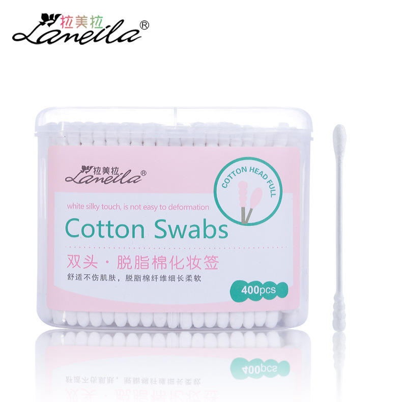 La Meila Double-headed dual-purpose cotton swab 400, spiral round head paper stick, paper shaft cotton swab, cosmetic cotton swab B0141 Item Picture