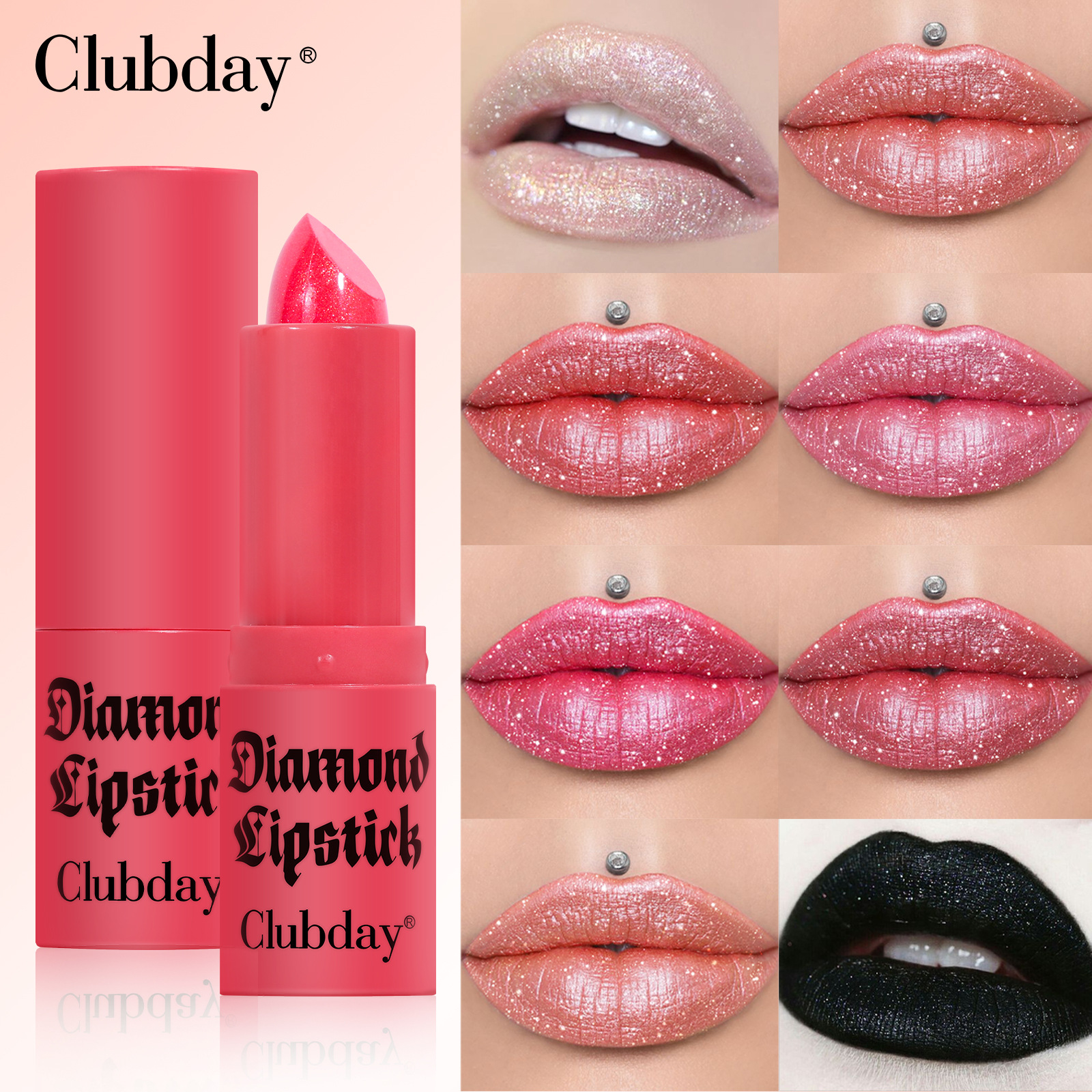 Wholesale of 8 new colors of black velvet lip gloss lipstick for cross-border trade, which does not fade or stick to the cup, and is a pearl diamond lipstick full figure
