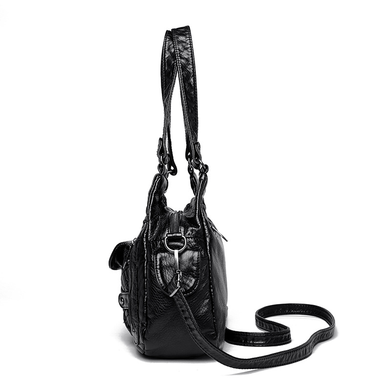 2023 New Mom Bag, washed leather casual commuting bag, women's large-capacity handbag, European and American style soft leather single-shoulder bag Specification drawing