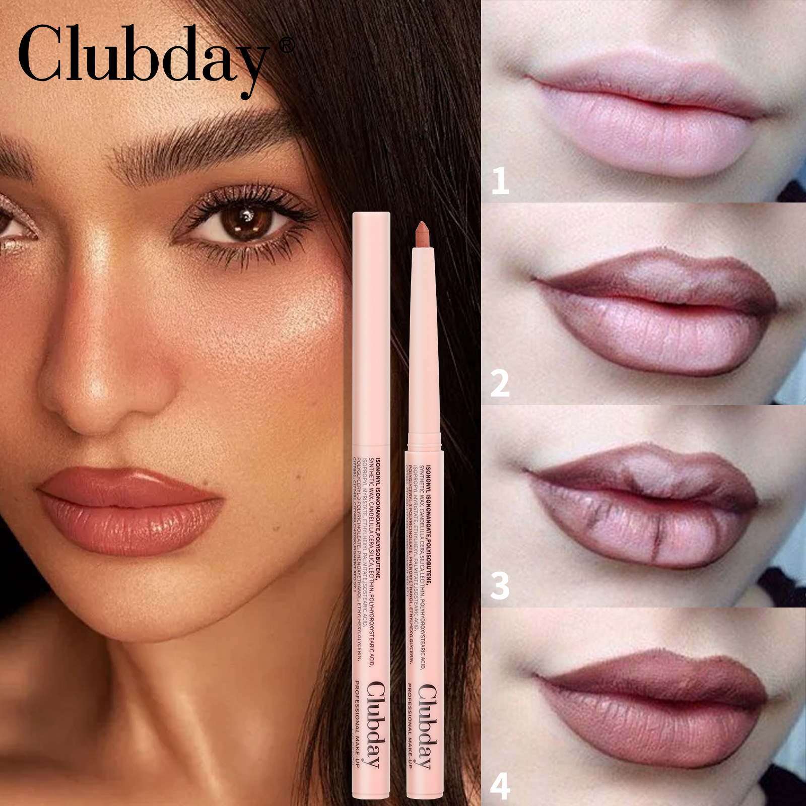Cross-border makeup, easy-to-apply rotating lipstick pen, long-lasting makeup without smudge, matte natural lipstick, lip liner pen for export wholesale Specification drawing