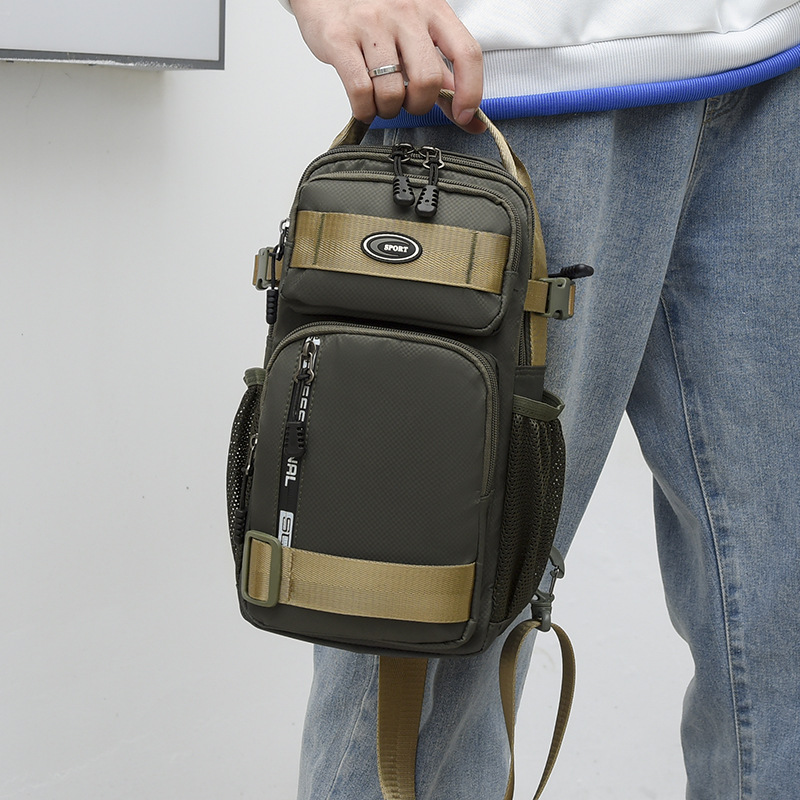 Men's casual chest bag, large-capacity backpack, Oxford fabric men's crossbody bag, single-shoulder bag, multi-functional water-resistant, cross-border details Picture