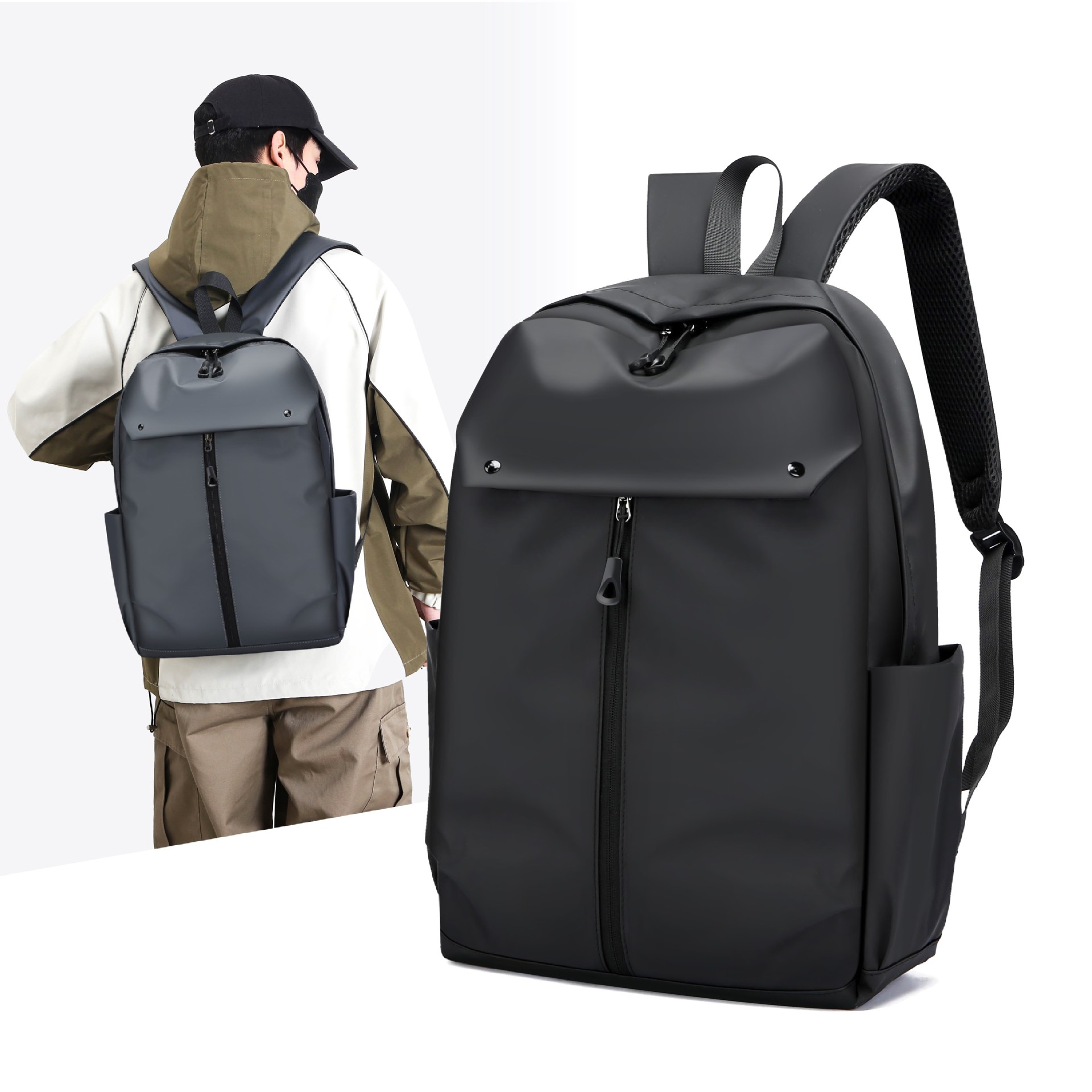 Men's outdoor large-capacity business travel bag, computer backpack, fashionable and casual student schoolbag backpack full figure