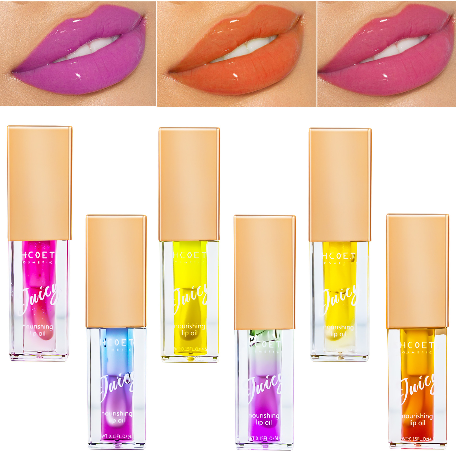 SHCOETY Cross-border Fruit-Flavored Two-Color Lip Oil, Lip Care, Moisturizing and Nourishing Lip Gloss, Dudu Lip Fullness Liquid and Lip Care Oil full figure