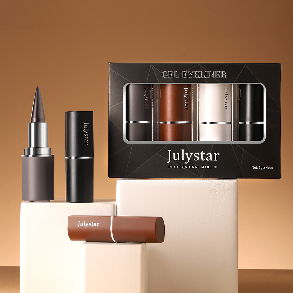 Cross-border bestseller 4-color Eyeliner cream set: Cool Black, Natural, long-lasting, waterproof, quick-drying, matte Eyeliner Specification drawing