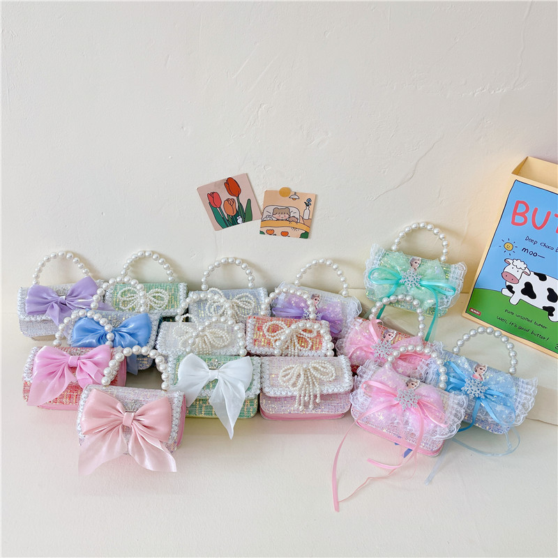 Children's bow tie children's clothing matching bag, cute coin purse 2024 new sequined hard shell crossbody bag, girls' princess bag full figure