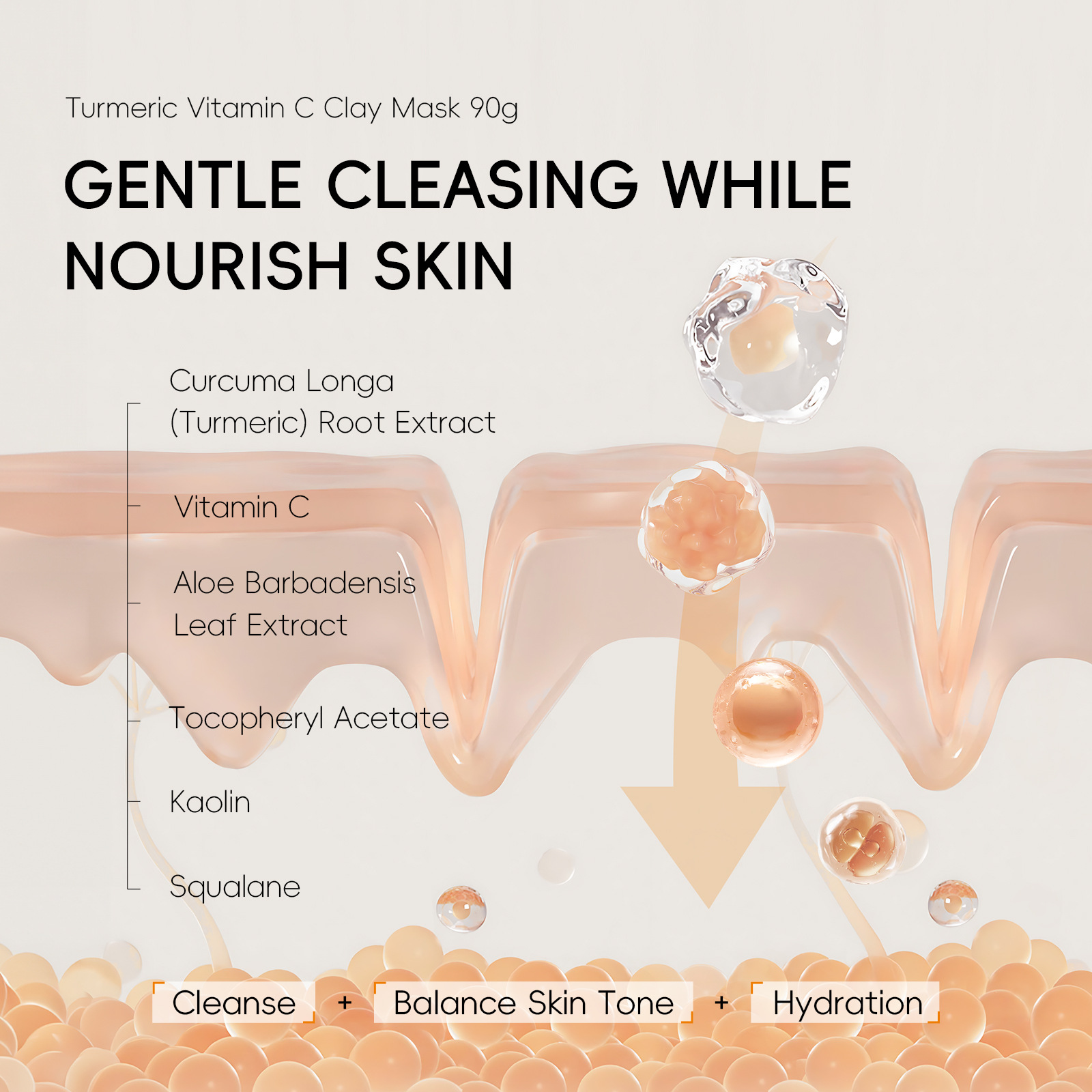 QUIYUM Turmeric Vitamin c Mud Mask 90g Cleanses pores, hydrates and moisturizes. First order, one-piece shipping, cross-border English details Picture