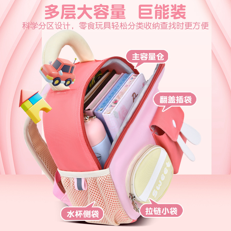 New kindergarten schoolbag cartoon Little rabbit children's schoolbag reduces burden and protects the spine, small class 1-3 years old baby backpack 4 Application Scenario