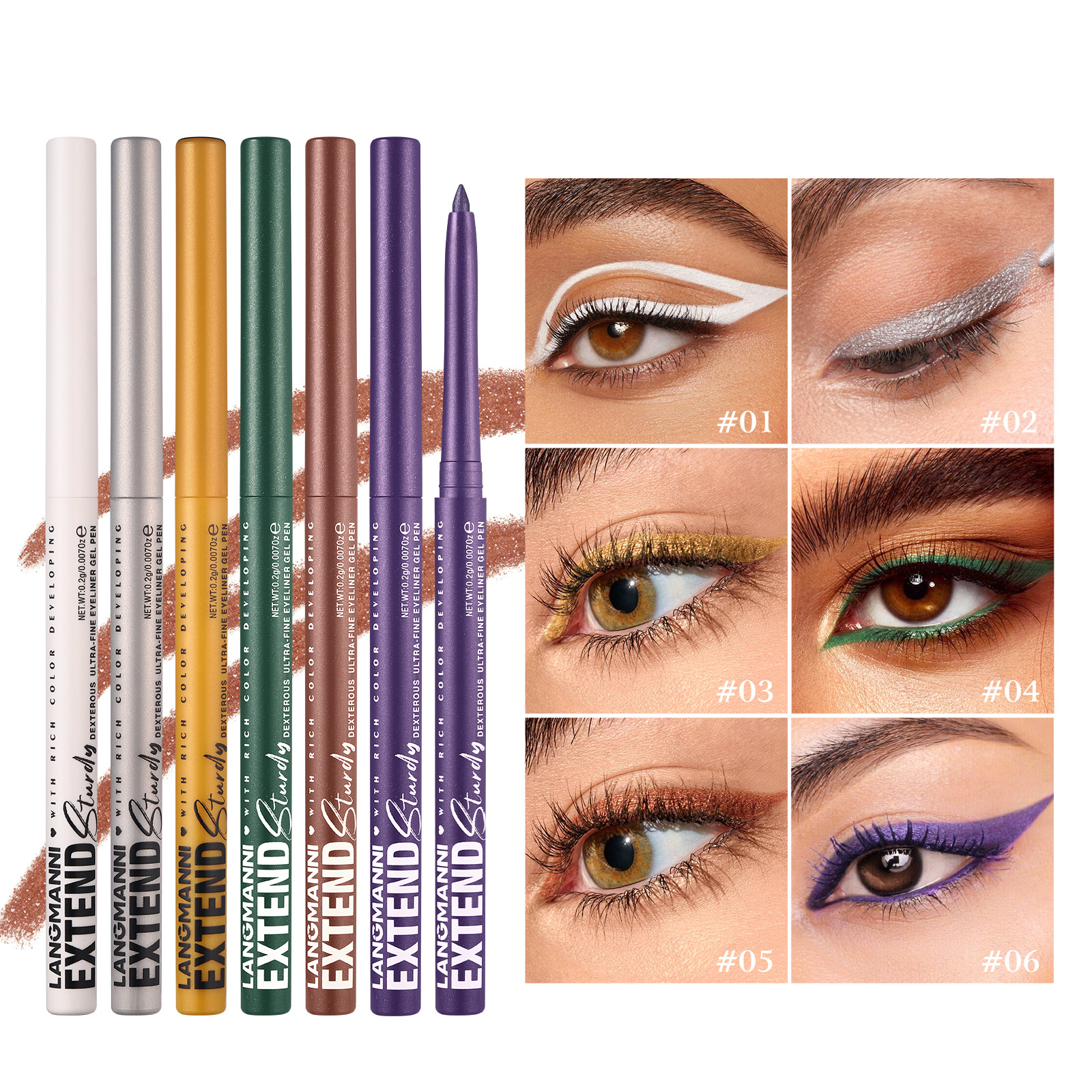LANGMANNI twelve-color single eyeliner gel pen Rotating eyeliner pen full figure