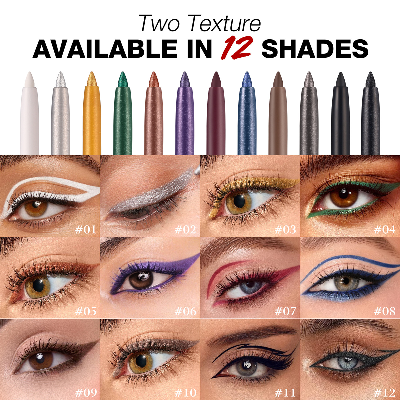 LANGMANNI twelve-color single eyeliner gel pen Rotating eyeliner pen details Picture