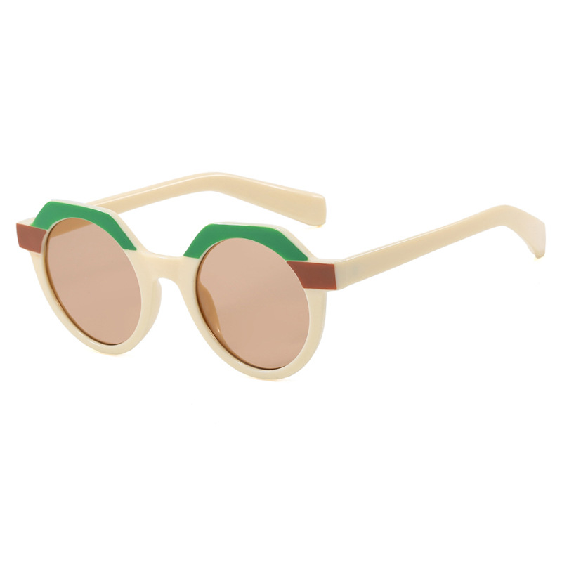 Round color-blocked sunglasses 2025 new style European and American sunglasses for women, personalized and trendy, popular on Instagram fashion sunglasses Item Picture