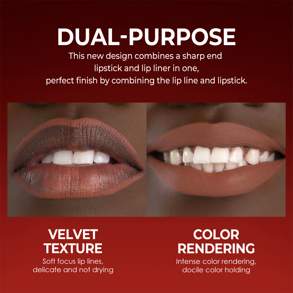 Julystar's new matte lipstick is easy to apply and features an 8-color natural and long-lasting pearlescent lipstick pen for foreign trade cosmetics Specification drawing