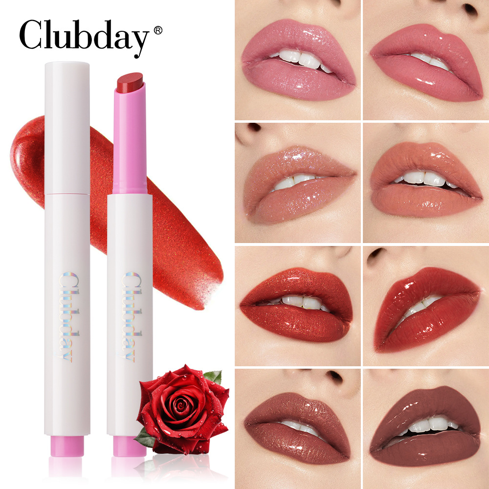 Clubday Long-lasting Moisturizing, easy to color, nourishing, press lipstick, sparkling and delicate, rose fragrance, mirror-like hydrating lip gloss full figure