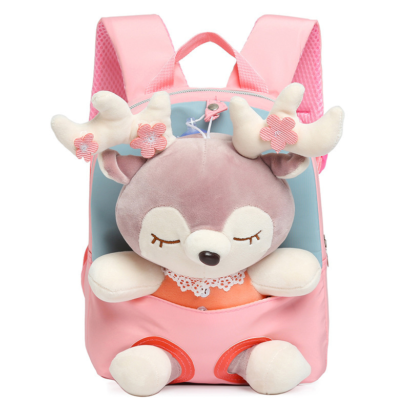 Cartoon plush split reindeer cute children's small backpack, light, fashionable and cute backpack for kindergarten girls Item Picture
