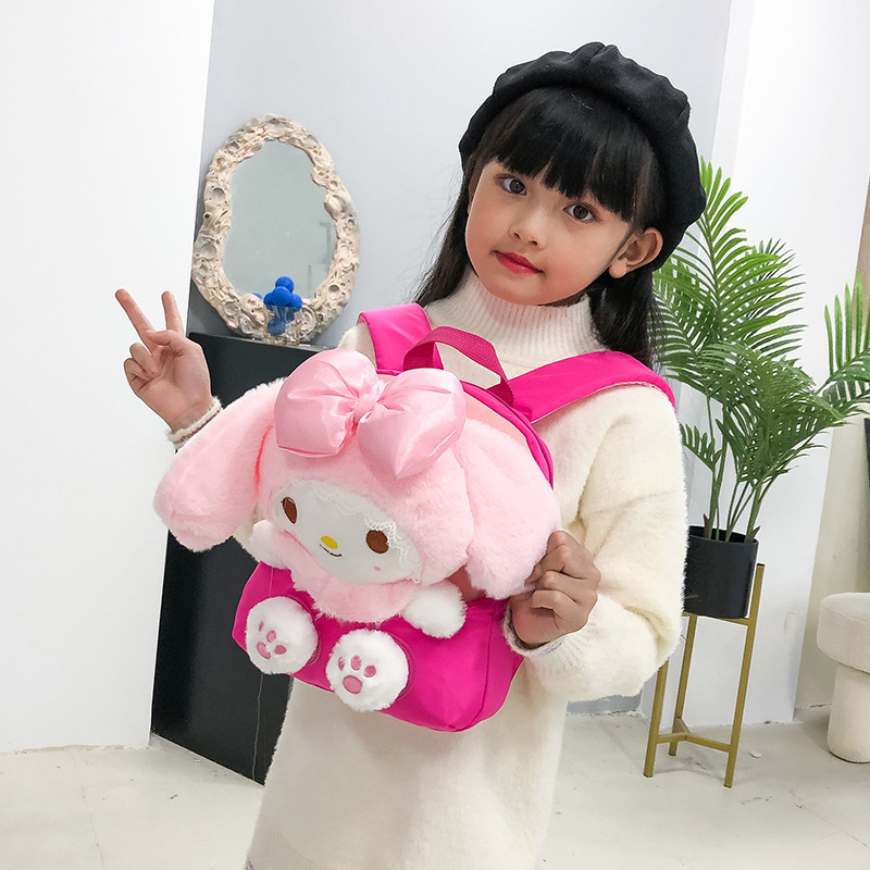 New plush backpack for children and kindergartens, cute cartoon plush schoolbag, and a travel and leisure backpack for girls Specification drawing