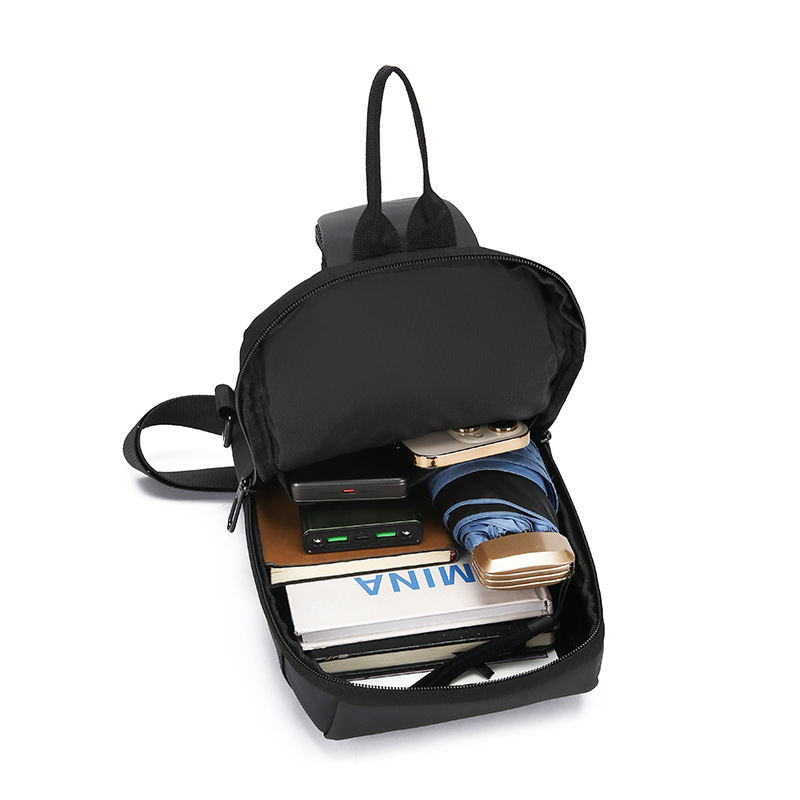 USB charging port bag, fashionable single-shoulder crossbody bag, cross-border wholesale men's chest bag, multi-functional sports chest backpack Item Picture