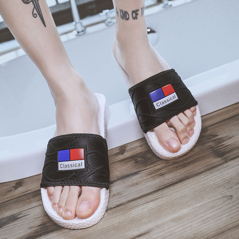Lu 'an Summer slide Coconut Slippers for Adult men, anti-slip outdoor casual fashion, one-line trendy slippers, with a feeling of stepping on feces details Picture