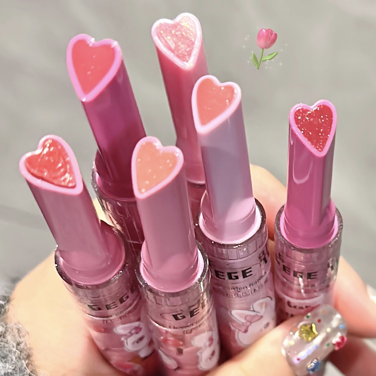 Gege bear Garden Pink Rabbit Solid Lip Gloss Water Mirror Moisturizing and Hydrating Fine Sparkling Lip Gloss full figure