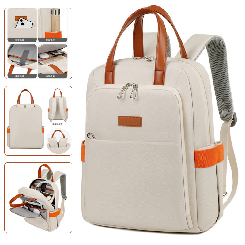 Large-capacity backpack, multi-functional laptop bag for girls, schoolbag for middle and high school students with logo printing, business commuting backpack full figure