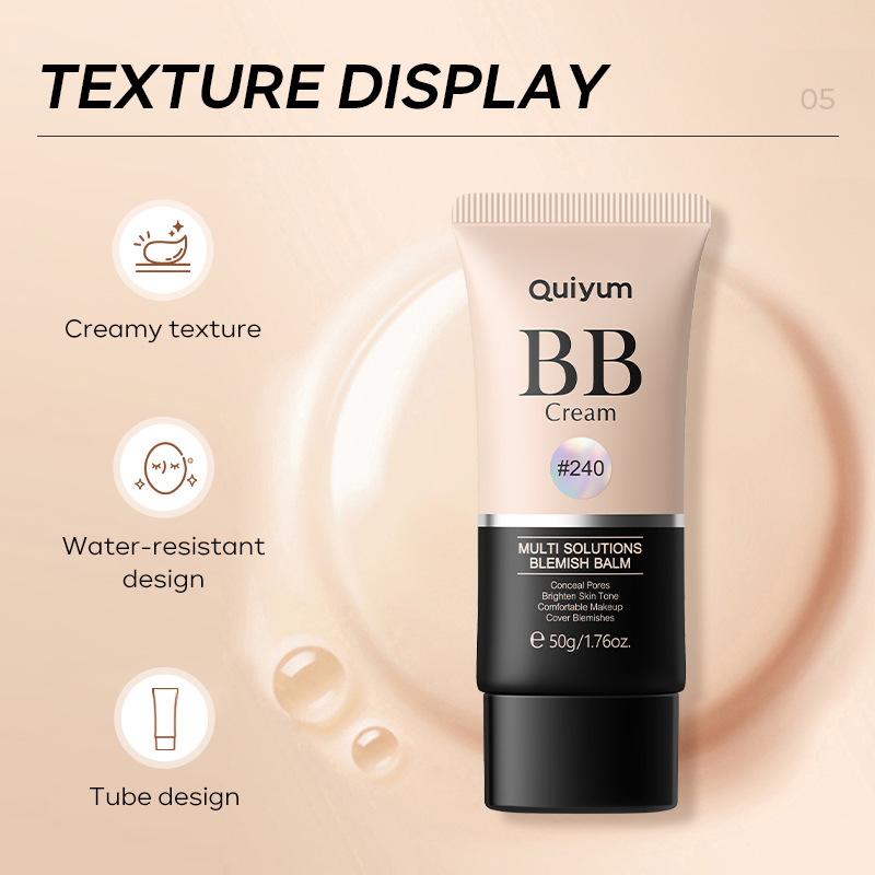 Cross-border QUIYUM BB Cream (Color Box) 50g Moisturizing and non-smudge cosmetics manufacturer in stock, wholesale and consignment Specification drawing