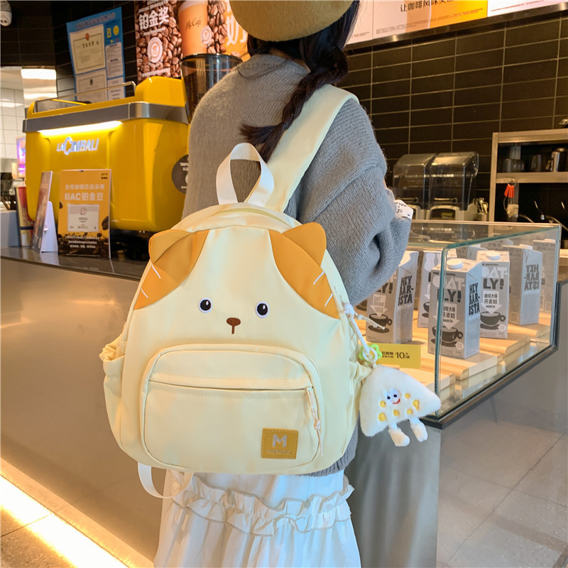 Cute cartoon kitten backpack, sweet schoolbag with a girl's school style, large capacity and versatile student storage backpack details Picture