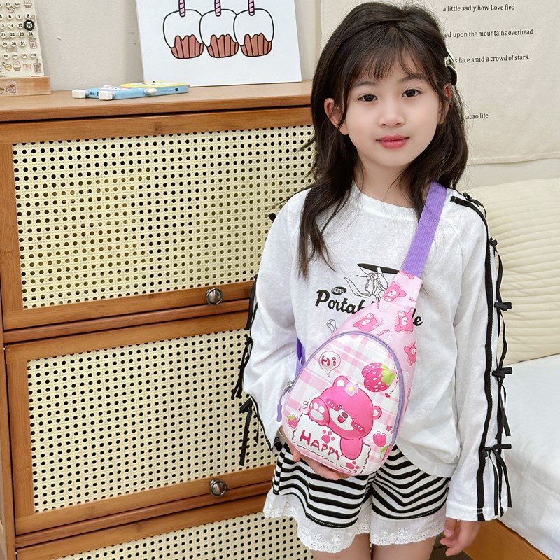 2024 New children's chest bag with diagonal cross, cute cartoon children's back-protecting kindergarten bag, printed boys' bag details Picture