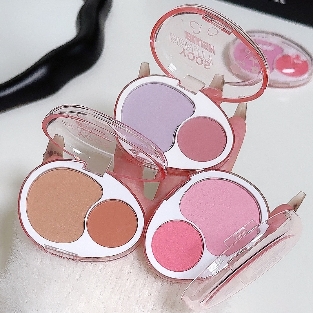 New dual-color mousse Blush mashed potatoes Soft and glutinous facial blue natural contouring matte blush Student blush cream full figure