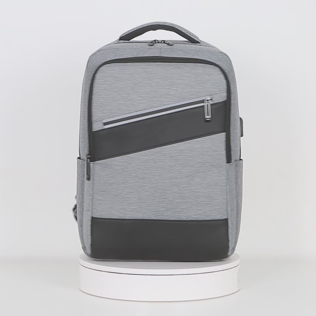 Fashionable and trendy large-capacity business computer backpack, men's casual commuting backpack, student schoolbag with LOGO printing details Picture