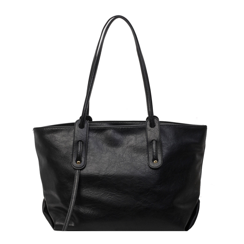 2025 Korean retro solid color casual and simple tote bag, versatile for commuting, fashionable and large-capacity bag for women Item Picture
