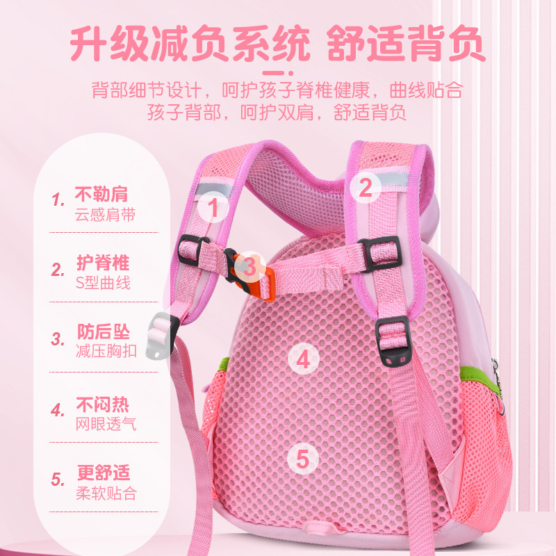 Cute little rabbit kindergarten schoolbag, lightweight children's backpack, anti-wandering children's schoolbag, twill fabric details Picture