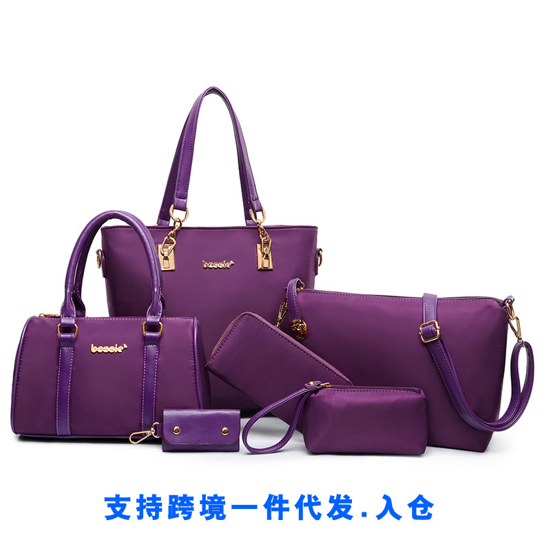 New women's bag, nylon, European and American mother-and-child bag, six-piece set, tote bag, trendy handbag, cross-border one-piece consignment, global delivery details Picture