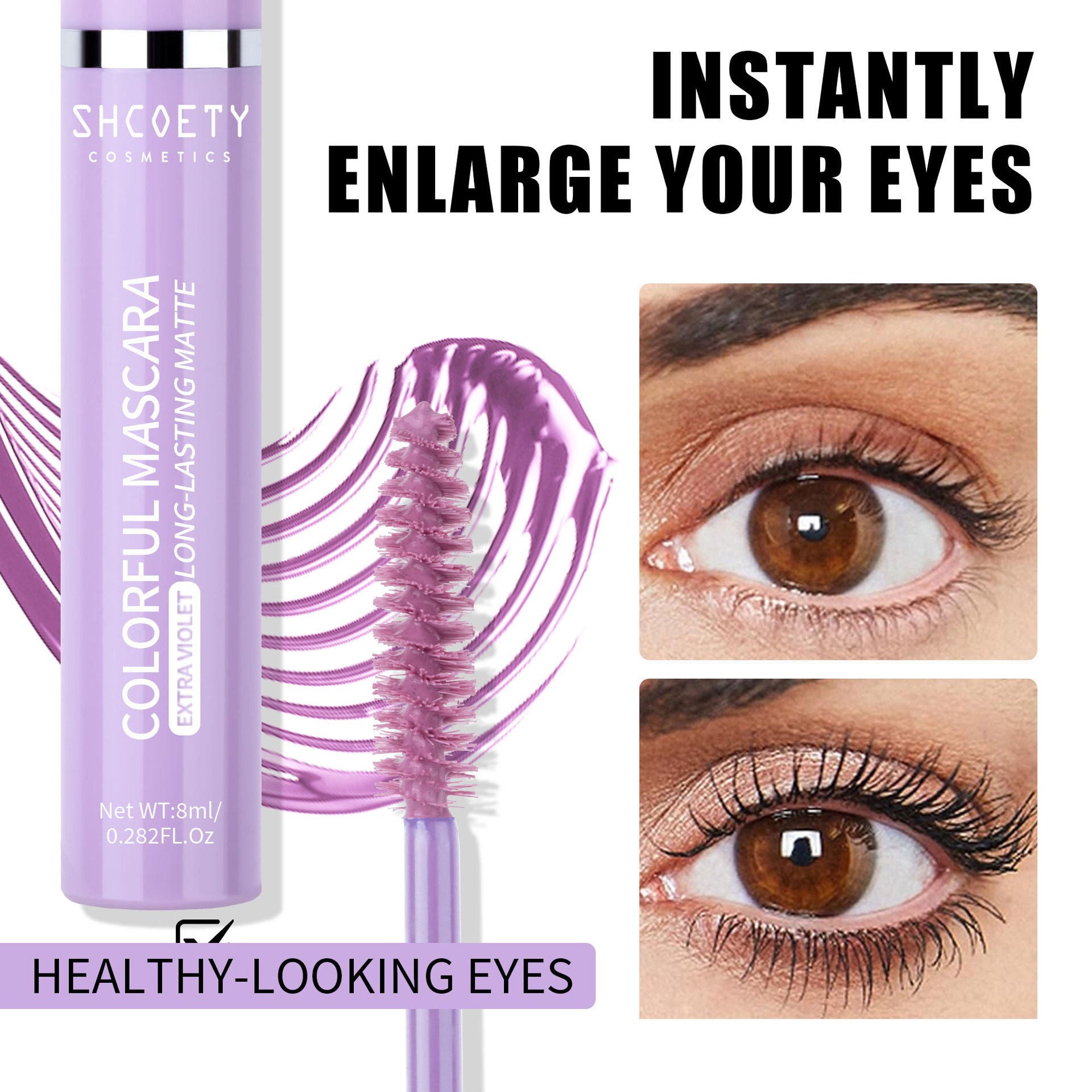 SHCOETY cross-border colored mascara is waterproof, non-smudge, long, thick and curly, a best-selling makeup for Christmas stages details Picture