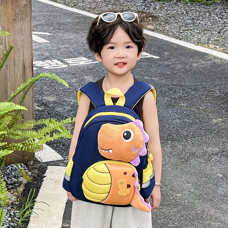 New dinosaur boys' backpacks, cute plush dolls, baby snack backpacks, girls' anti-slip backpacks Specification drawing