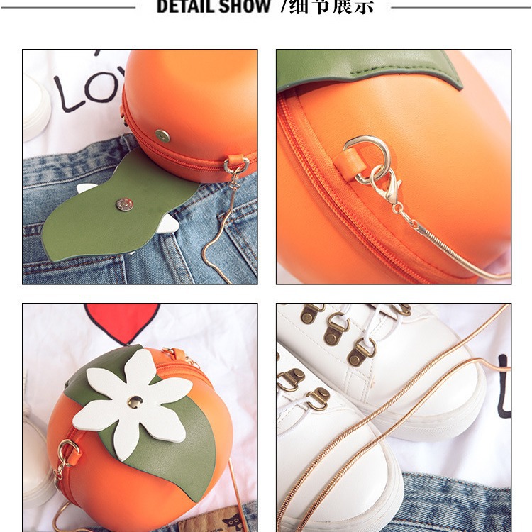 2024 New fashion bag: Personalized Orange women's single-shoulder crossbody bag, trendy small square bag for women, three-dimensional fruit bag Application Scenario