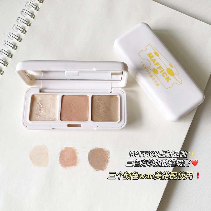 MAFFICK Three-color square Cheese Concealer for spots, acne marks, dark circles, brightening tear troughs and nasolabial folds Contouring Cream Specification drawing