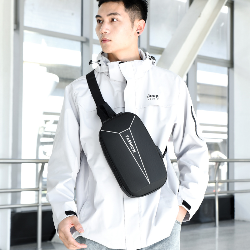 Cross-border business travel men's motorcycle bag, urban simple large-capacity chest bag, Oxford fabric multi-functional crossbody bag Application Scenario