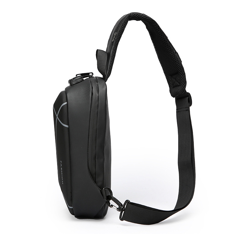 2024 Spring Sports Cross-border wholesale USB charging port bags, men's chest backpacks, crossbody bags, fashionable single-shoulder bags Specification drawing