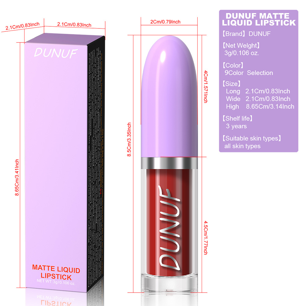 Check out DUNUF 9-color Bullet matte Long-lasting Lip Gloss! Link Disclaimer - For Foreign trade only Application Scenario