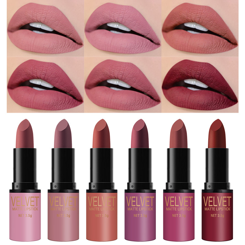 Langmanni bullet-shaped matte Lipstick Set, matte square water not easy to stick to cups, 6-color gift box lipstick set Specification drawing