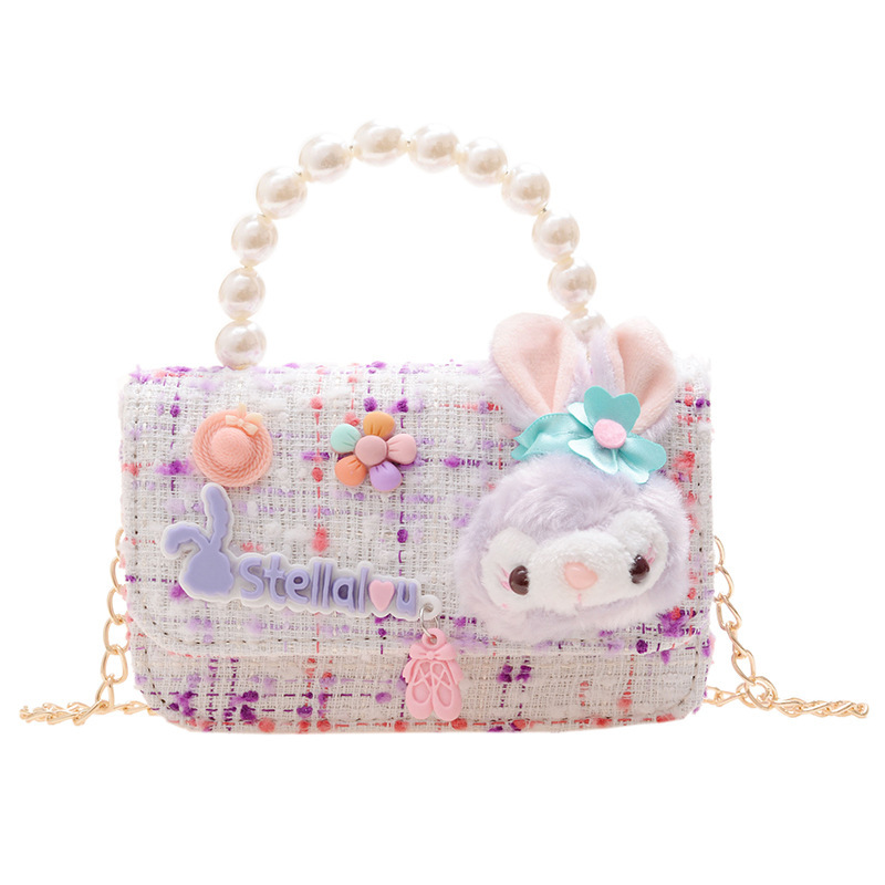 2023 New Princess Children's Bag, cute girl pearl handbag, Little rabbit decorated crossbody bag Item Picture