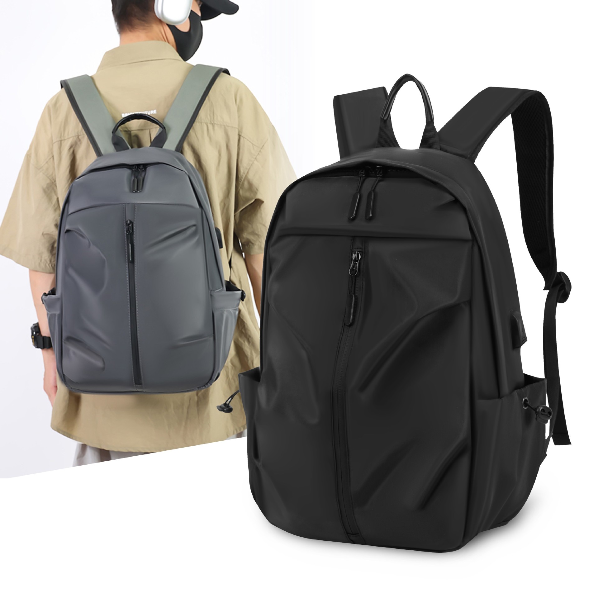 New Korean-style men's backpacks, large-capacity, simple commuting computer bags, school bags for junior and senior high school students, cross-border trade full figure
