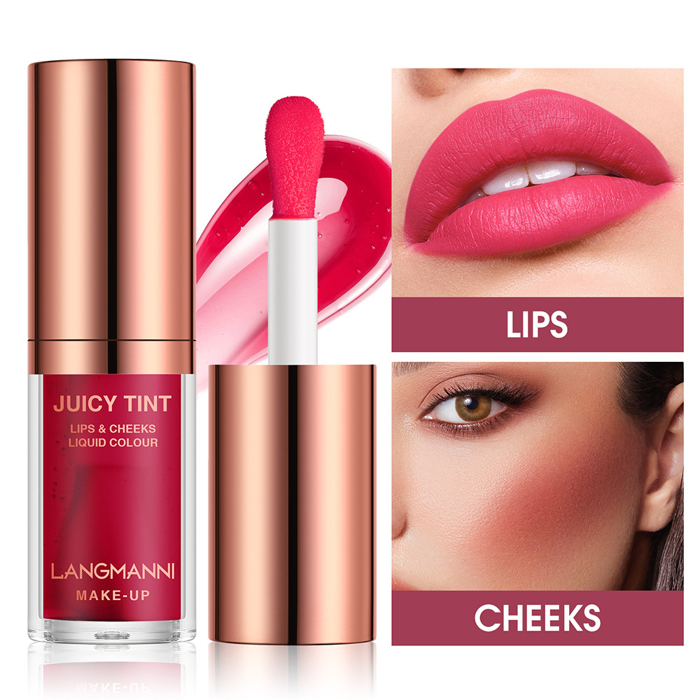 LANGMANNI four-color Lipstick Liquid, suitable for both lips and cheeks, velvet texture matte lip gloss Specification drawing